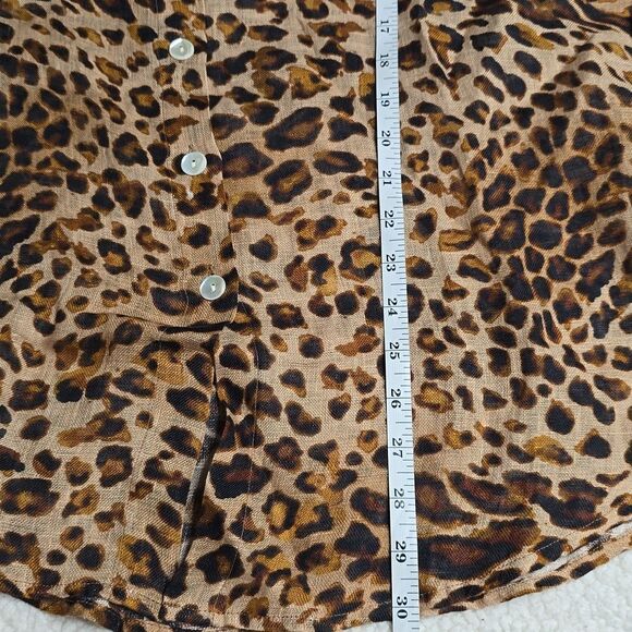 991 NWT Vitamin A Playa Linen Boyfriend Shirt - Lux Leopard EcoLinen Sz XS - Picture 6 of 7